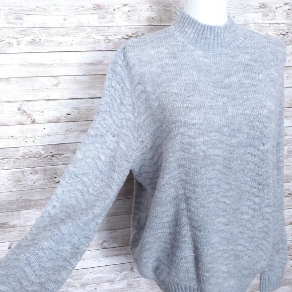 Elodie Womens Sweater L Mock Neck Gray 492A - Picture 2 of 6